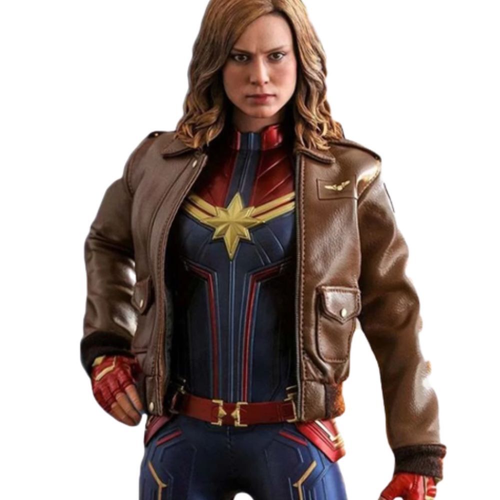 Captain-Marvel-Brown-Leather-Jacket
